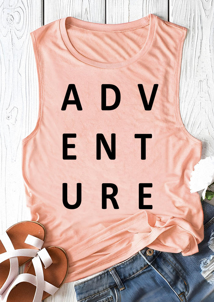 

Adventure O-Neck Casual Tank - Pink, SCM004125