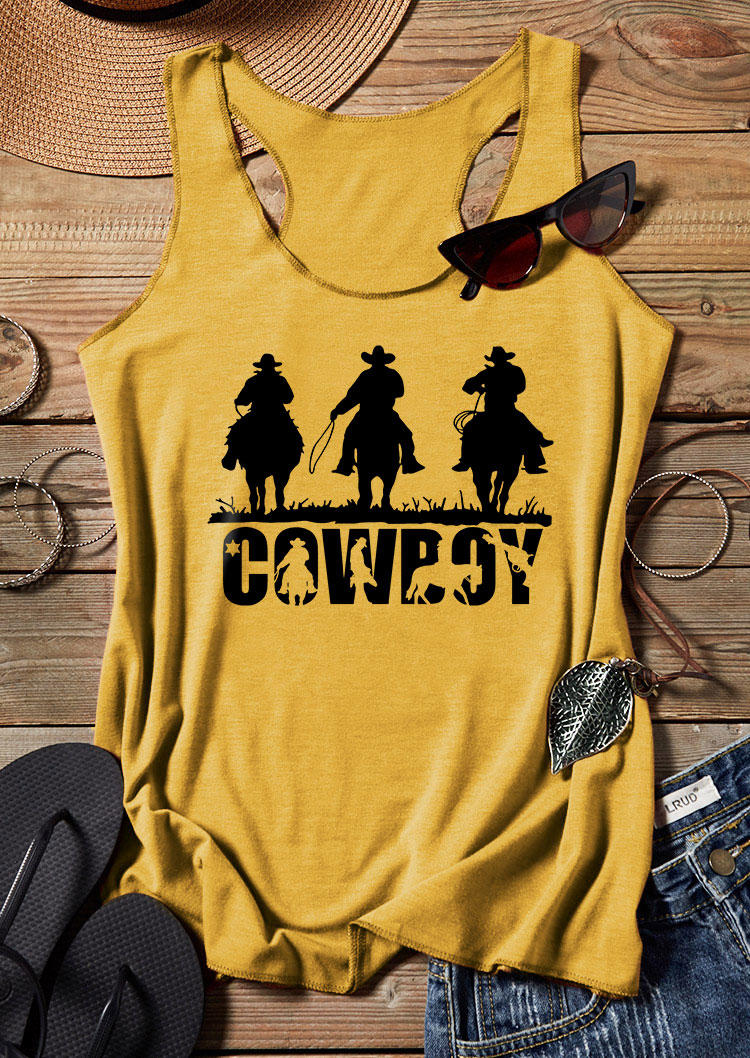 

Cowboy Silhouette Racerback Tank - Yellow, SCM004133