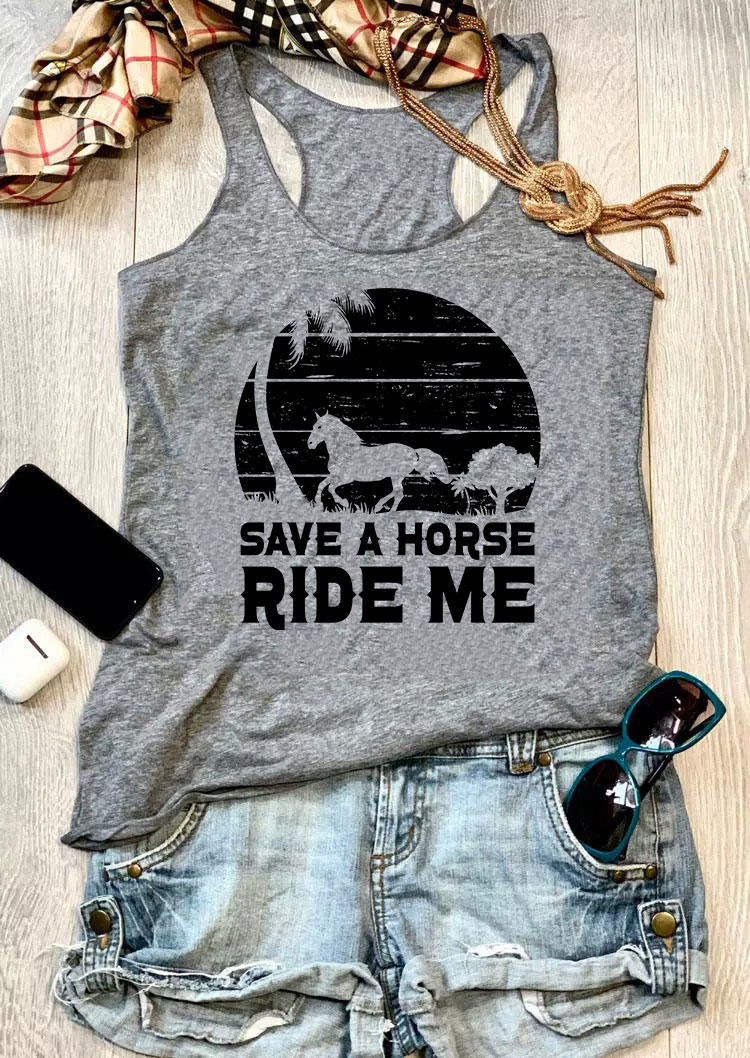 

Save A Horse Ride Me O-Neck Racerback Tank - Gray, SCM004201