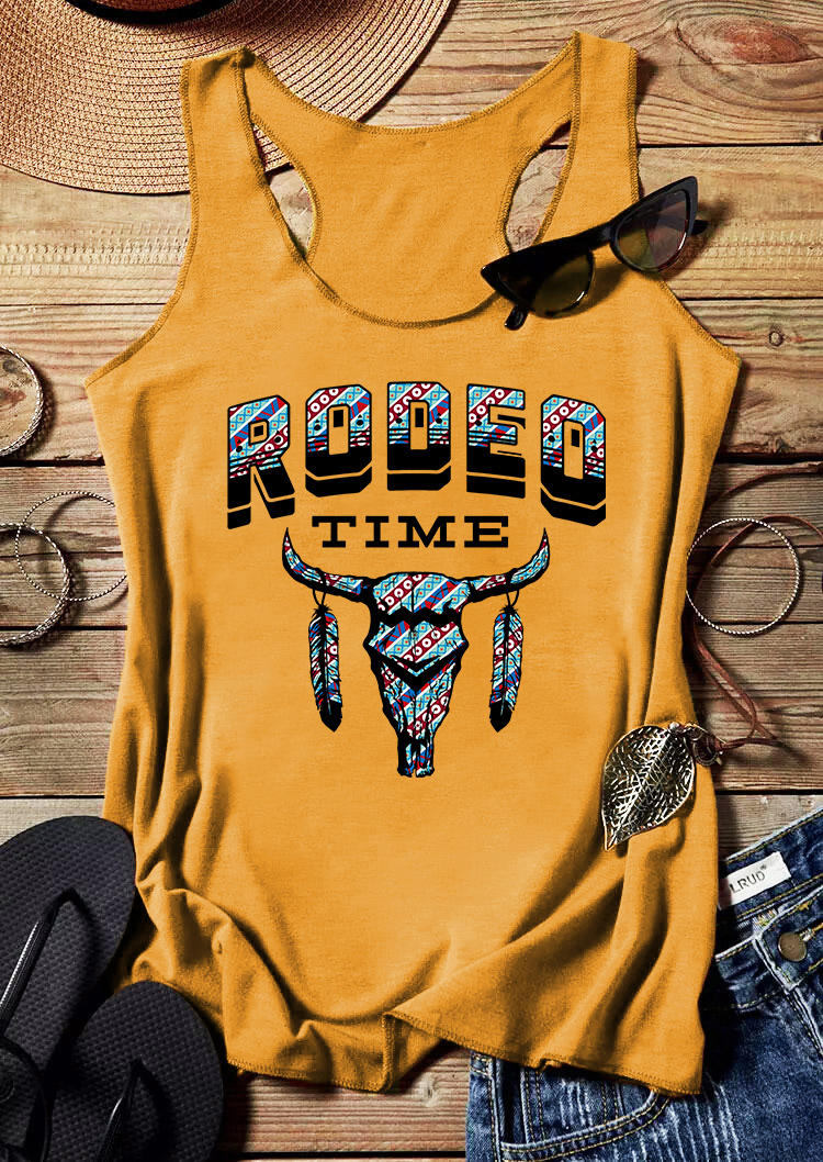 

Rodeo Time Steer Skull Racerback Tank - Yellow, SCM004340