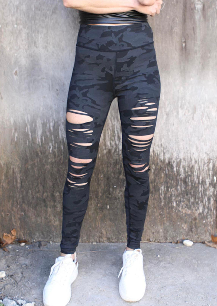 

Camouflage Hollow Out High Waist Sport Skinny Leggings, SCM004391