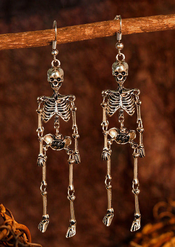 

Skeleton Hook Alloy Earrings, Silver, SCM003597