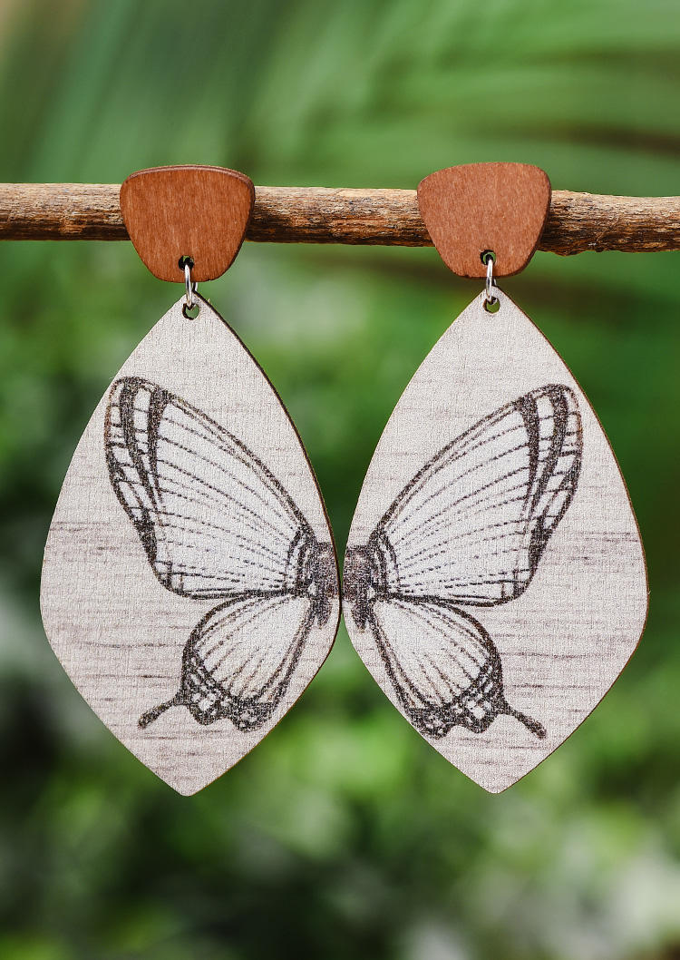 

Butterfly Water Drop Wooden Stud Earrings, Multicolor, SCM003874