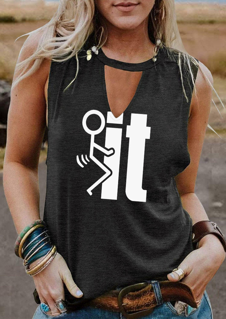 

Funny Sarcastic Keyhole Neck Casual Tank - Dark Grey, SCM004137