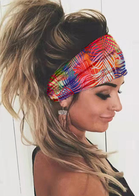 

Colorful Palm Leaf Sport Wide Headband, Multicolor, SCM004177