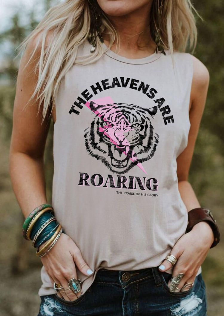 

The Heavens Are Roaring Tiger O-Neck Tank - Apricot, SCM004259