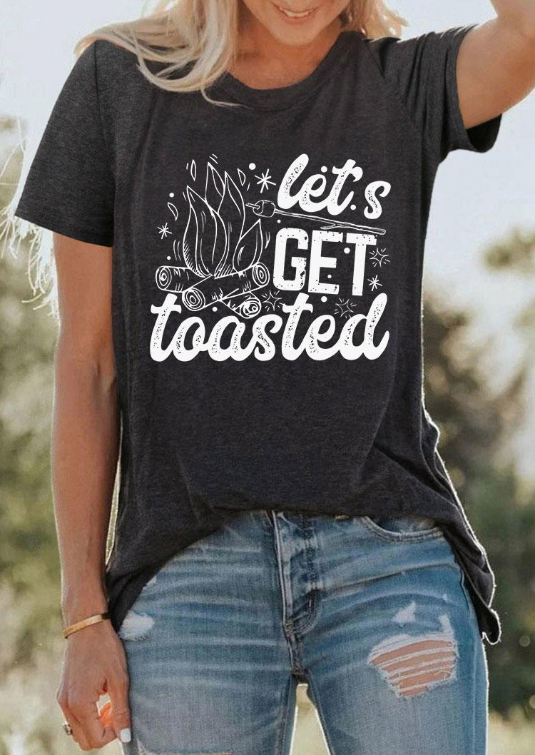 Let's Get Toasted Camping T-Shirt Tee - Dark Grey