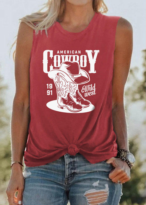 

American Cowboy 1991 Wild West O-Neck Tank - Brick Red, SCM004202