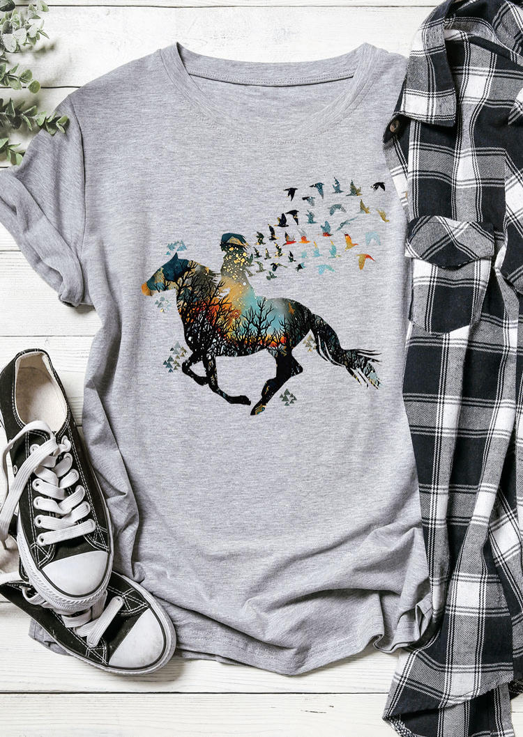 

Just A Girl Who Loves Horse T-Shirt Tee - Gray, SCM004319