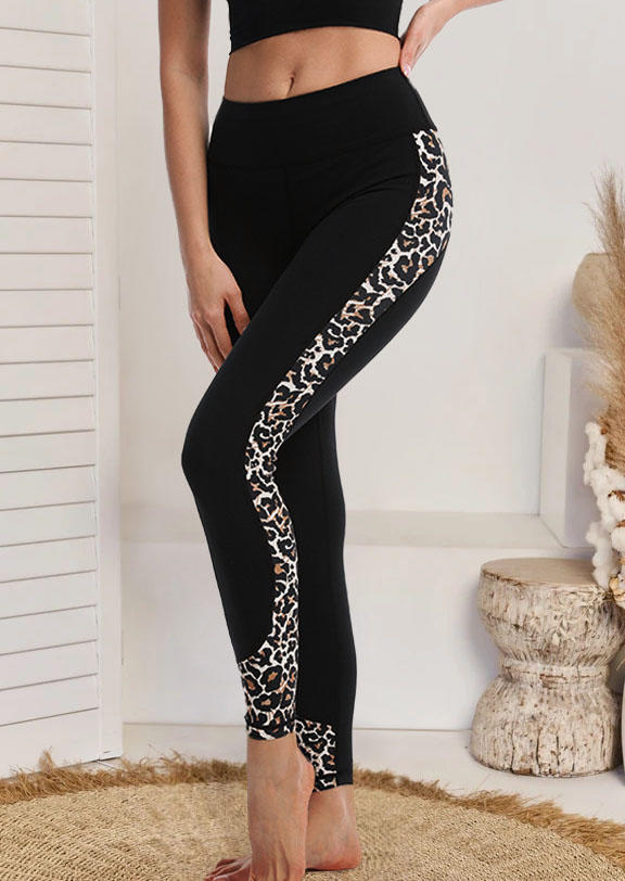 

Leopard High Elastic Waist Activewear Leggings - Black, SCM004326