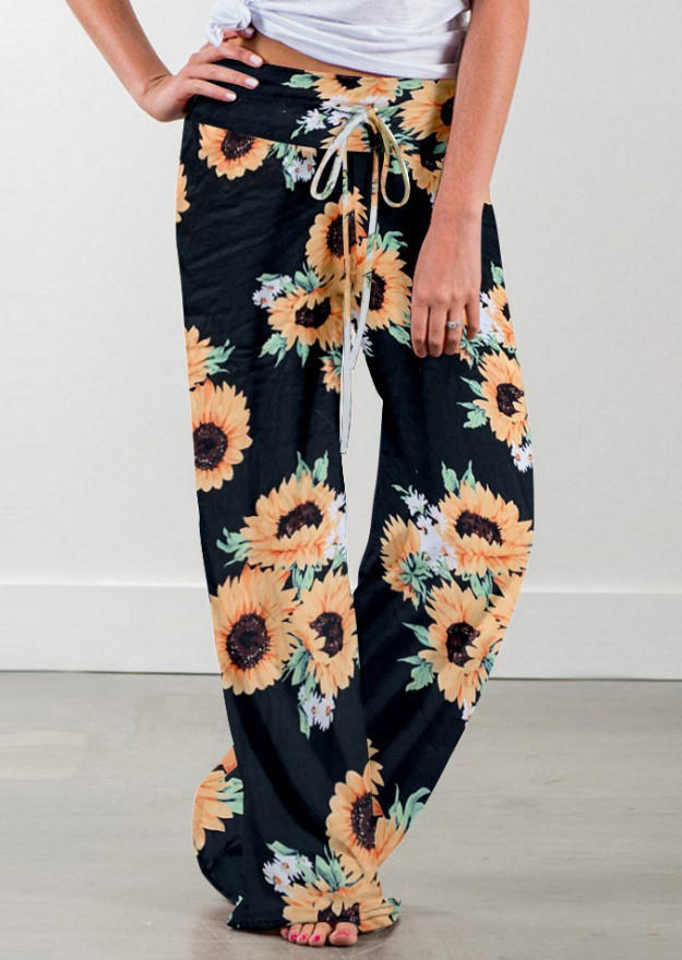 

Sunflower Drawstring Wide Leg Pants - Black, SCM004364