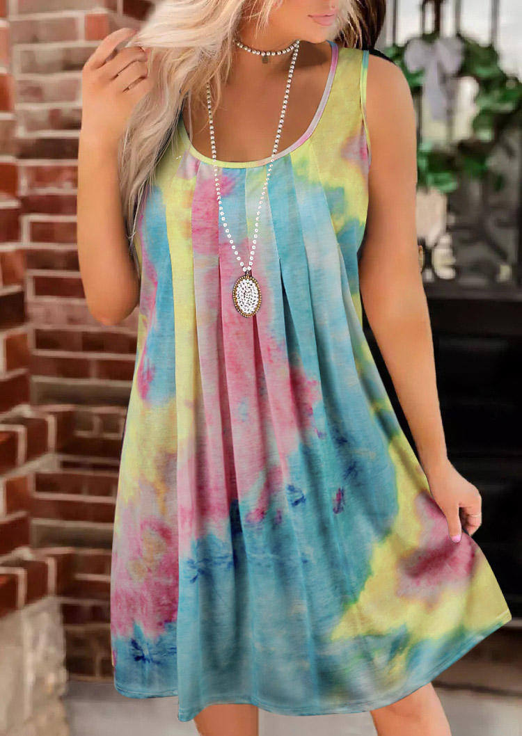 

Tie Dye Sleeveless Mini Dress, Multicolor, SCM004291