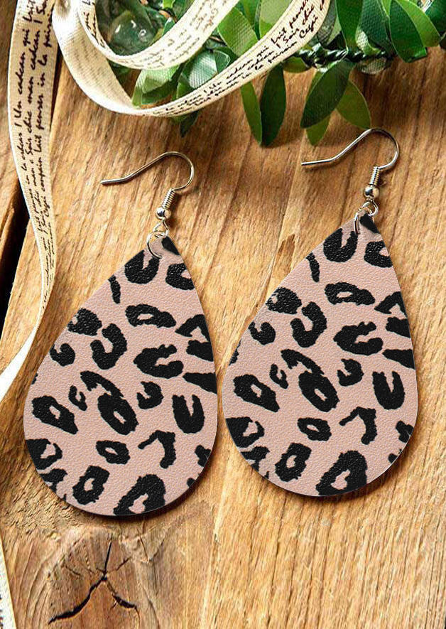 

Leopard PU Leather Water Drop Earrings, Multicolor, SCM004349