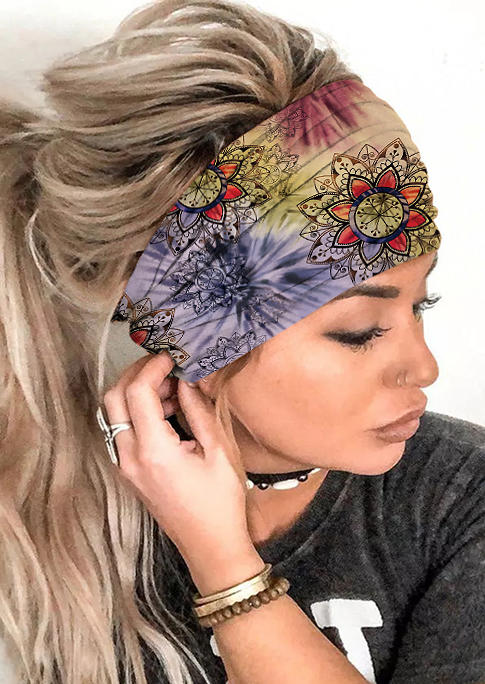 

Floral Tie Dye Yoga Wide Headband, Multicolor, SCM004173