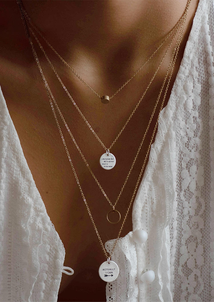 

Actually I Can Circle Coin Multi-Layered Pendant Necklace, Gold, SCM004176