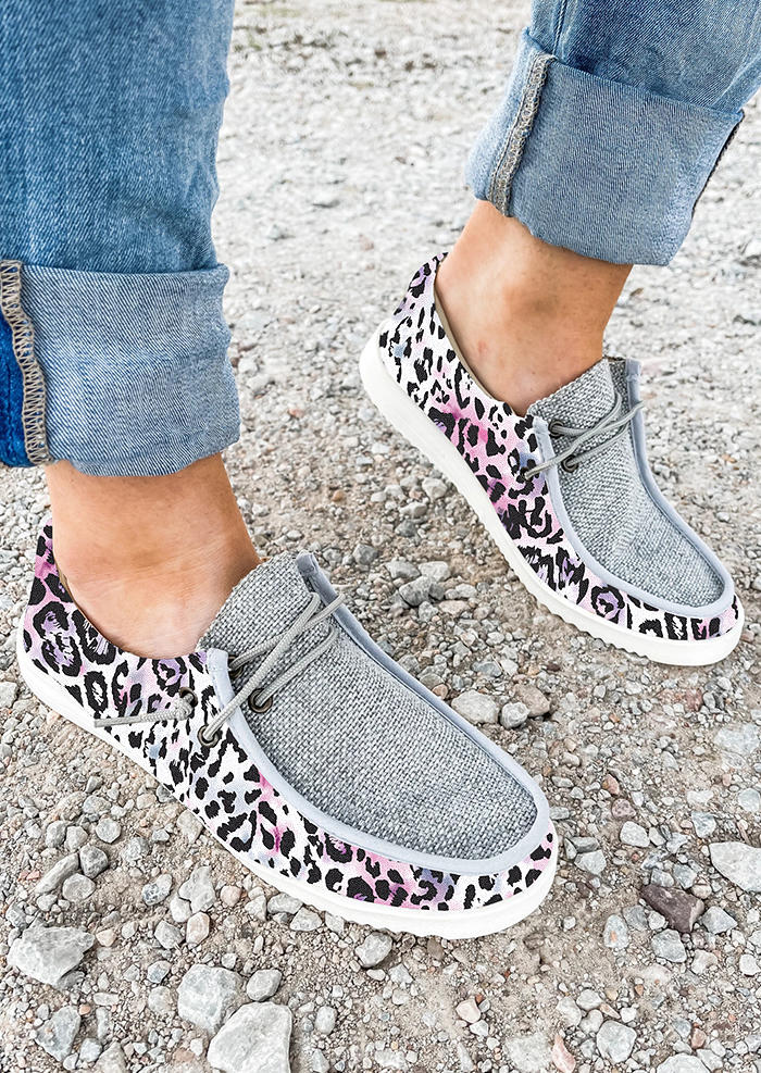 

Colorful Leopard Slip On Flat Canvas Sneakers, SCM004332