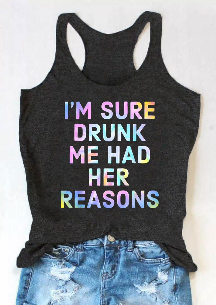 

I'm Sure Drunk Me Had Her Reasons Racerback Tank - Dark Grey, SCM004525