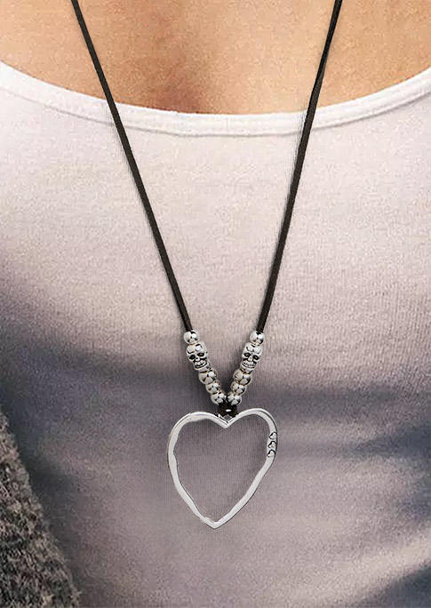 

Heart Skeleton Beading Pendant Necklace, Black, SCM004353