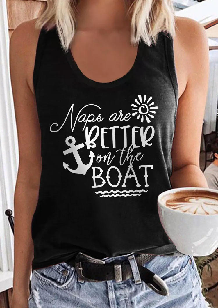 

Naps Are Better On The Boat O-Neck Tank - Black, SCM004464