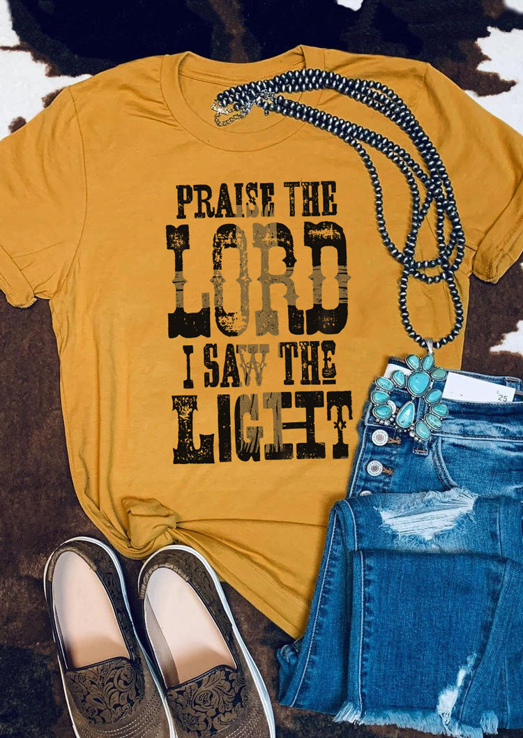 

Praise The Lord I Saw The Light O-Neck T-Shirt Tee - Yellow, SCM004528