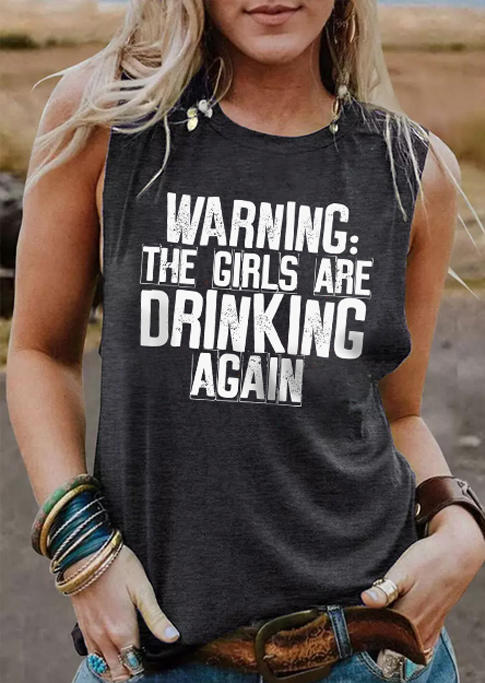 

Warning The Girls Are Drinking Again Tank - Dark Grey, Gray, SCM004549