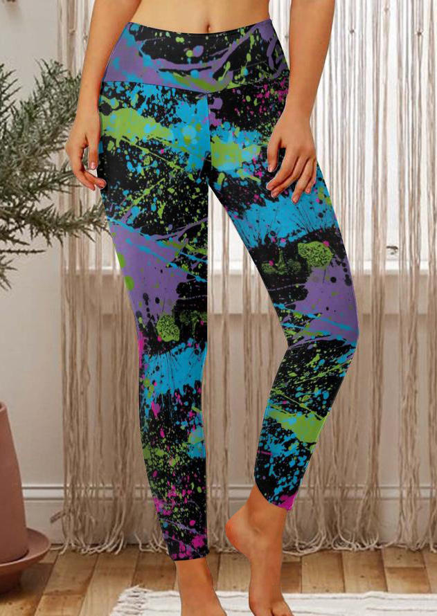 

Splash Ink High Waist Leggings, Multicolor, SCM004562