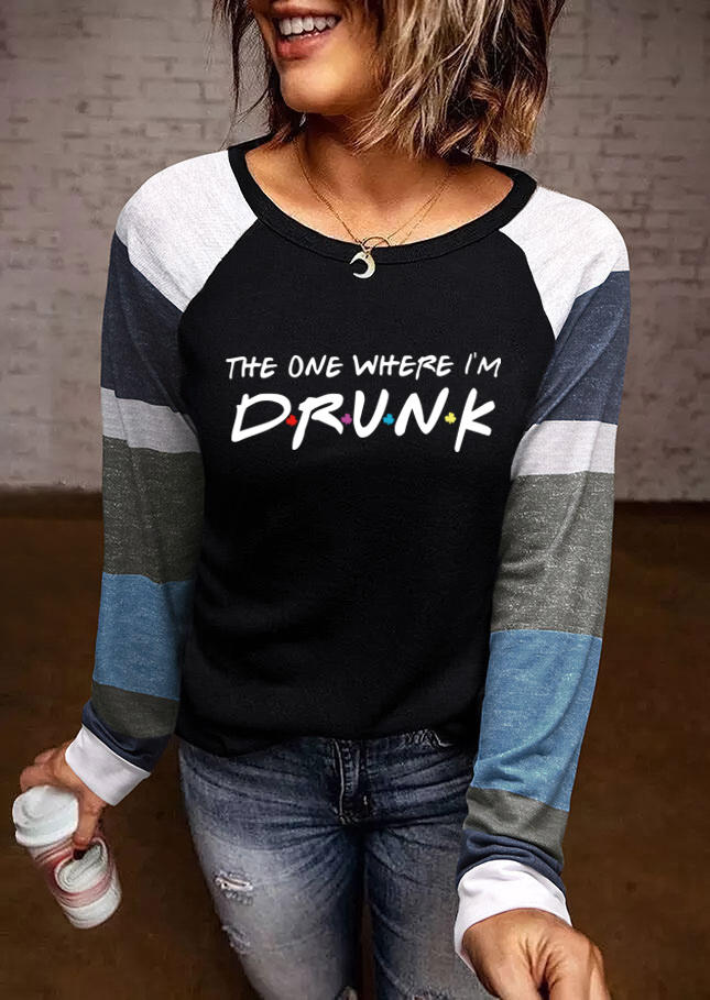 

The One Where I' Drunk Color Block T-Shirt Tee - Black, SCM004320
