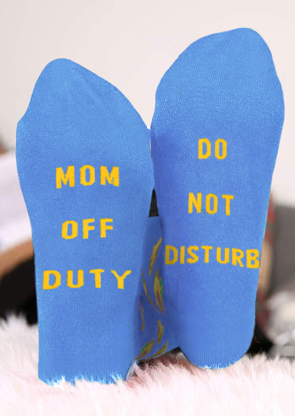 

Do Not Disturb Mom Off Duty Sunflower Crew Socks, Blue, SCM004355