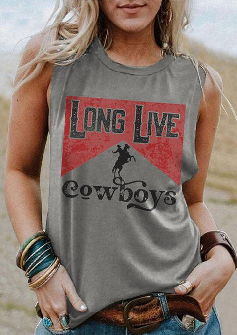 

Long Live Cowboys Horse Casual Tank - Gray, SCM004683