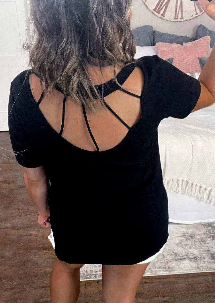 

Convertible Hollow Out Casual Blouse - Black, SCM004087