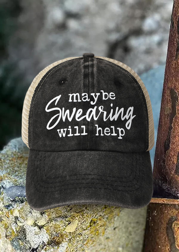 

Maybe Swearing Will Help Mesh Criss-Cross Baseball Cap - Black, SCM004540