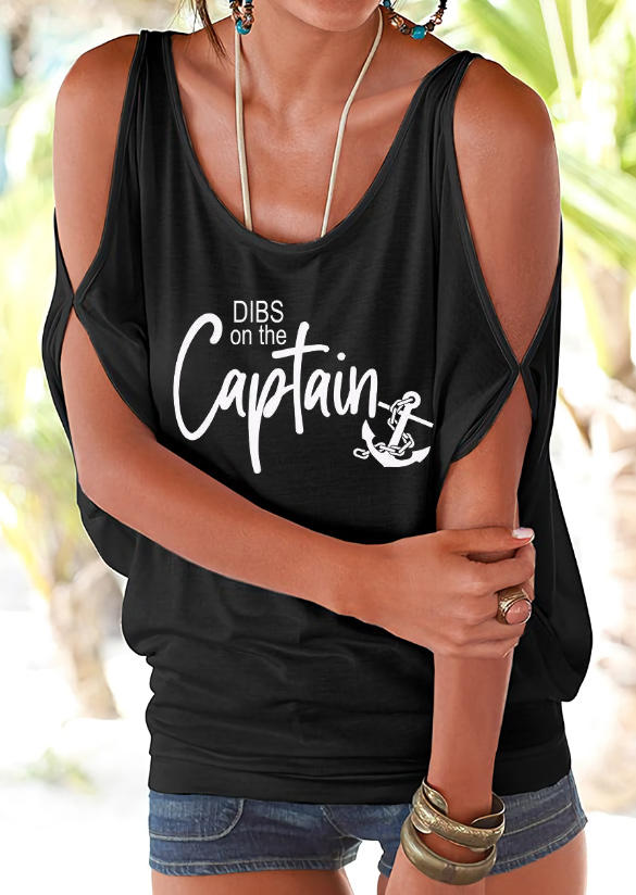Dibs On The Captain Anchor Cold Shoulder Blouse