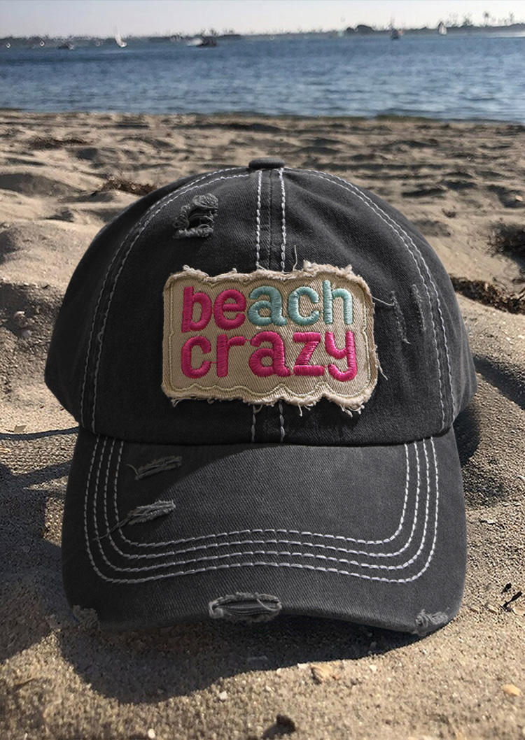 

Beach Crazy Hollow Out Frayed Baseball Cap, Black, SCM004292