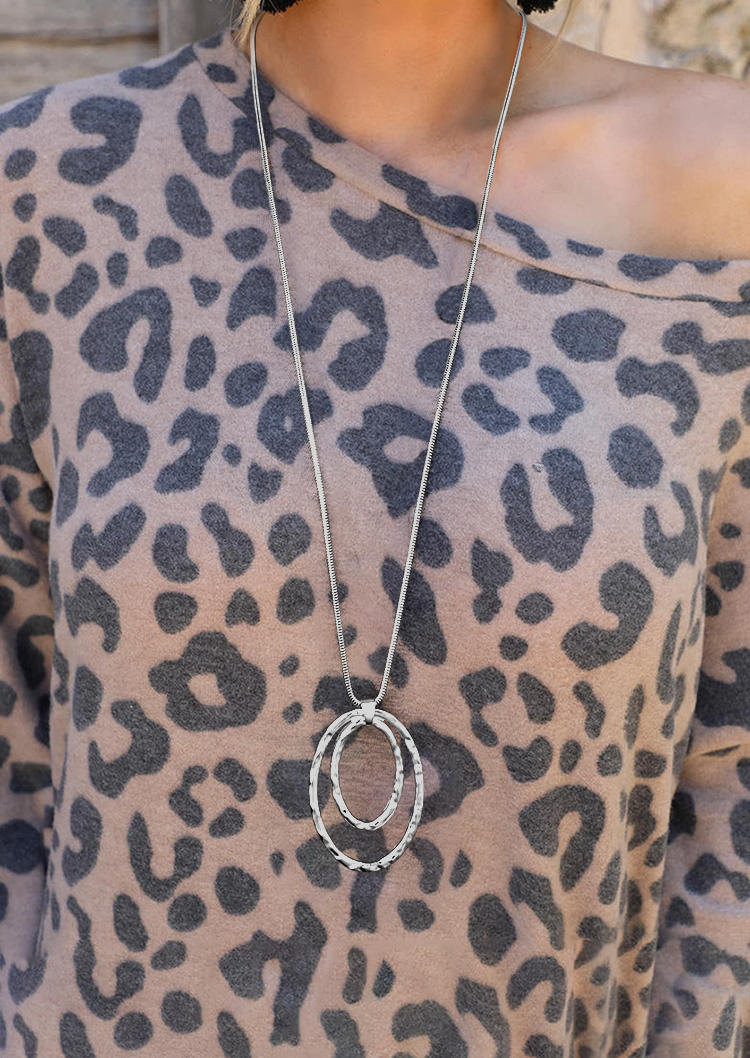 

Oval Alloy Pendant Necklace, Silver, SCM004538