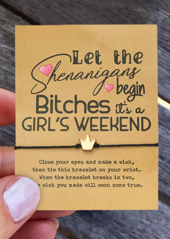 It's A Girls Weekend Crown Bracelet With Card