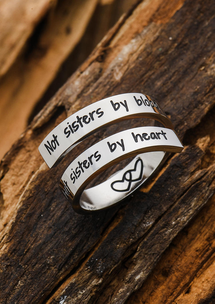 

Not Sisters By Blood But Sisters By Heart Titanium Steel Ring, Silver, SCM004671