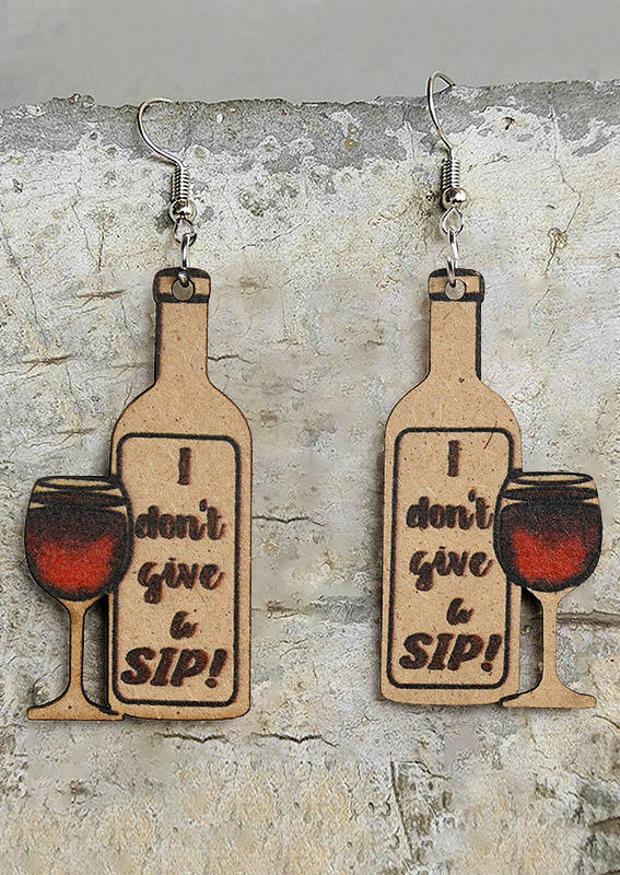 

I Don't Give a Sip Wine Glass Hook Earrings, Multicolor, SCM004536