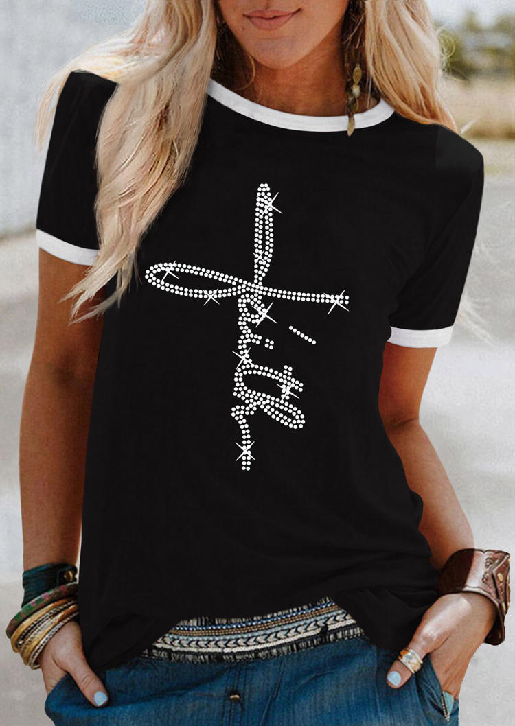 

Faith O-Neck T-Shirt Tee - Black, SCM004656