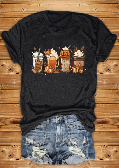 

Pumpkin Drink T-Shirt Tee - Dark Grey, Gray, SCM004731