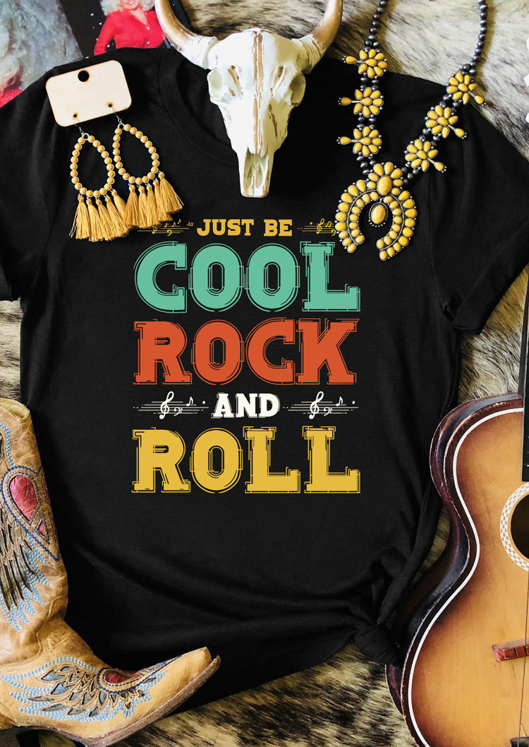 

Just Be Cool Rock And Roll O-Neck T-Shirt Tee - Black, SCM003942