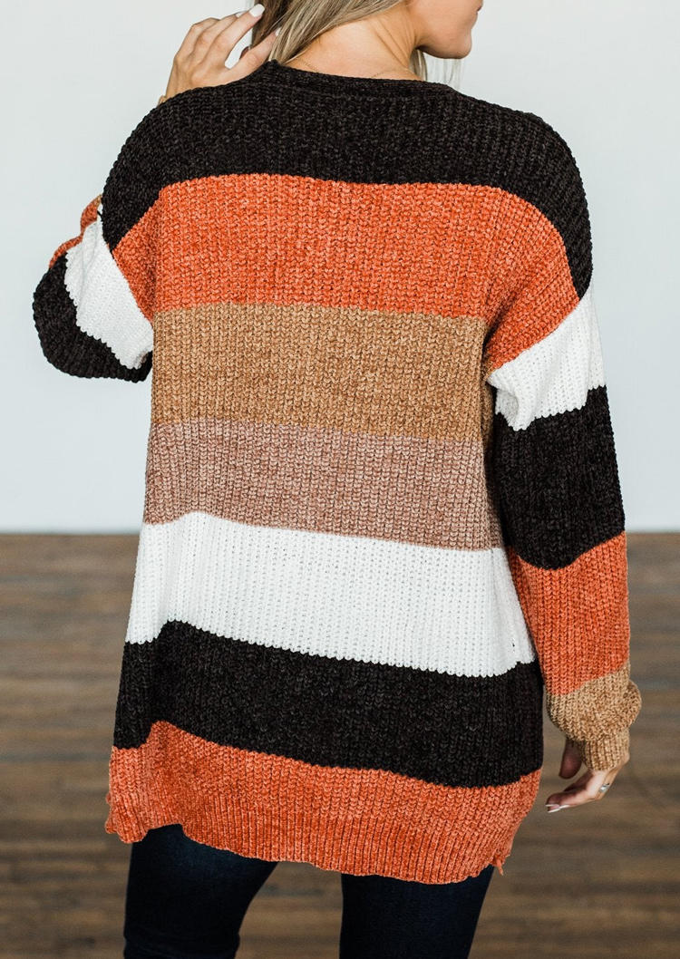 Color Block Pocket Sweater Cardigan