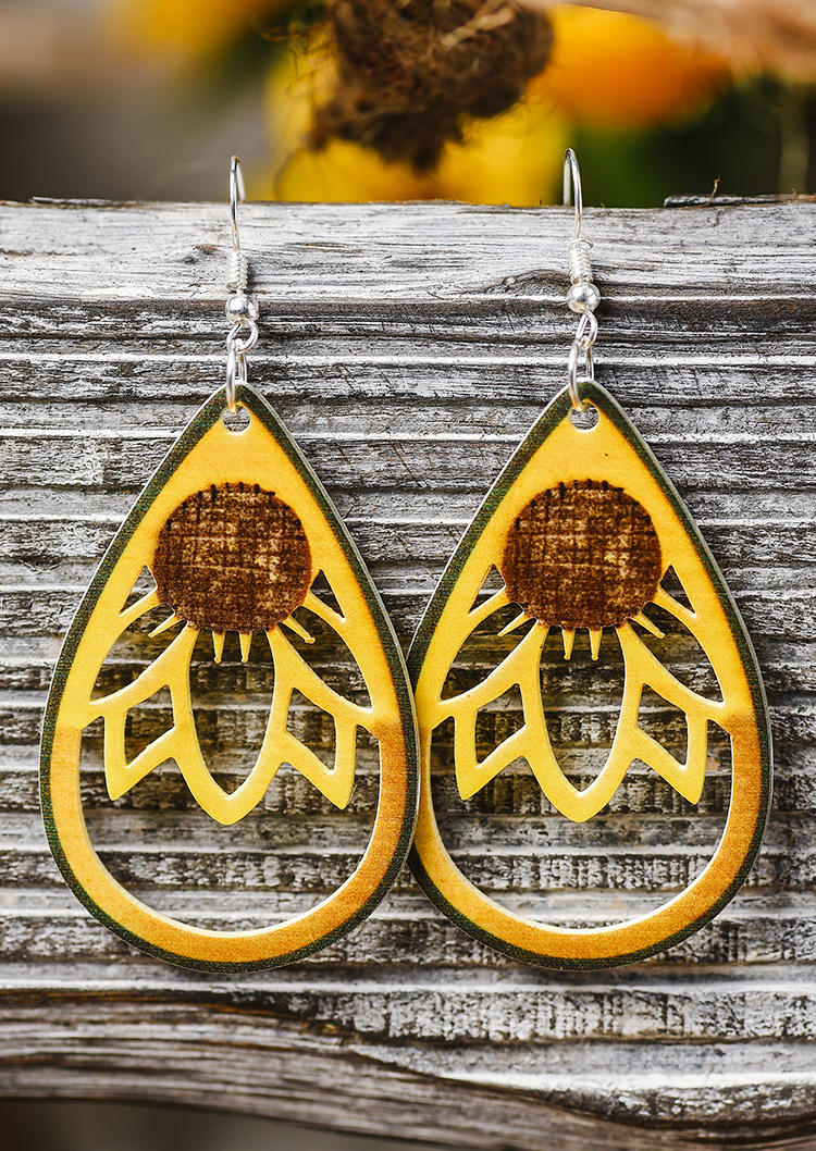 

Sunflower Hollow Out Water Drop Earrings, Multicolor, SCM004672