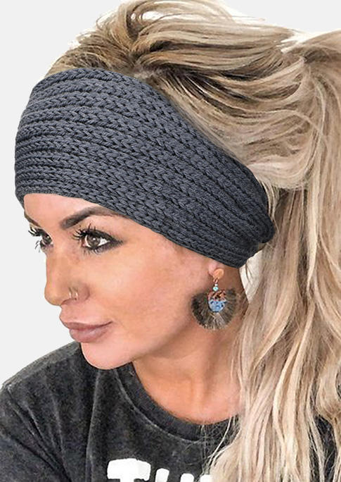 

Twist Knitted Wide Headband - Dark Grey, Gray, SCM004277