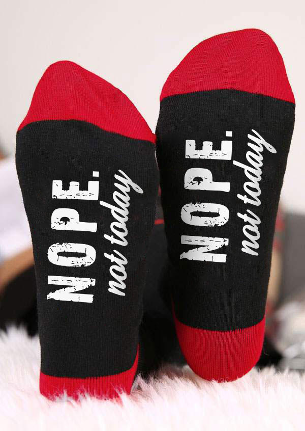 

Nope Not Today Crew Socks - Black, SCM004758