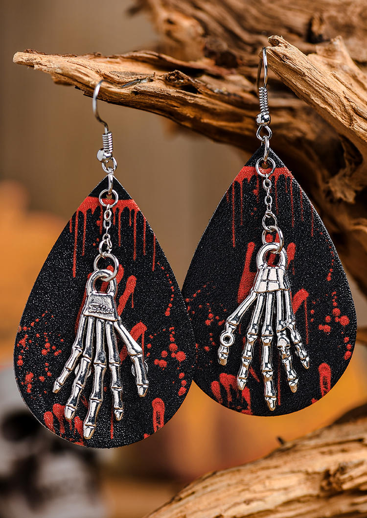 

Halloween Skeleton Hand Water Drop Earrings, Multicolor, SCM004239