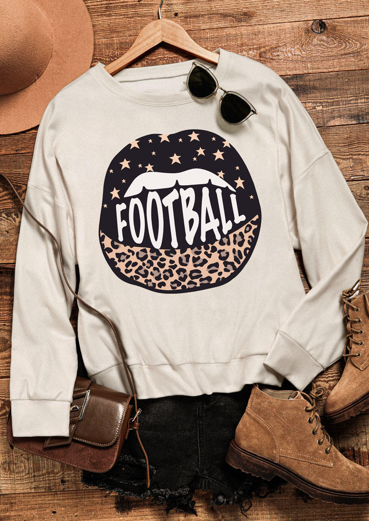 Football Leopard Star Sweatshirt -  Apricot
