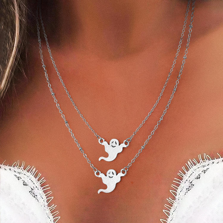 Pumpkin Ghost Double-Layered Necklace