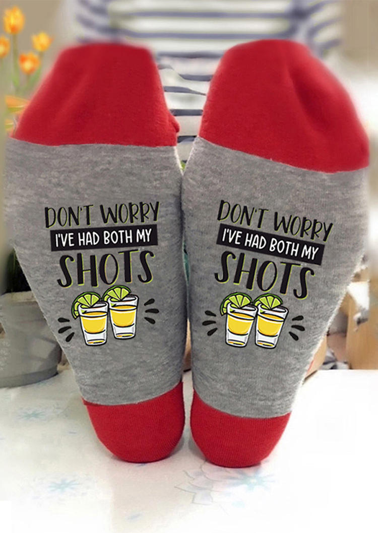 

Don't Worry I've Had Both My Shots Crew Socks, Gray, SCM004971