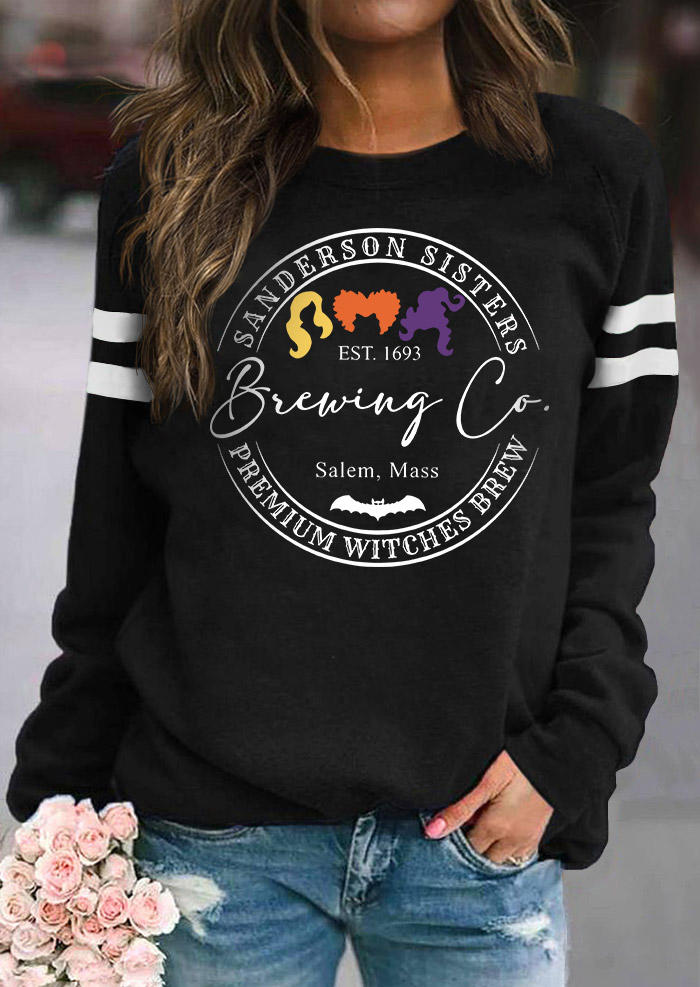 

Halloween Witches Long Sleeve Pullover Sweatshirt - Black, SCM004831