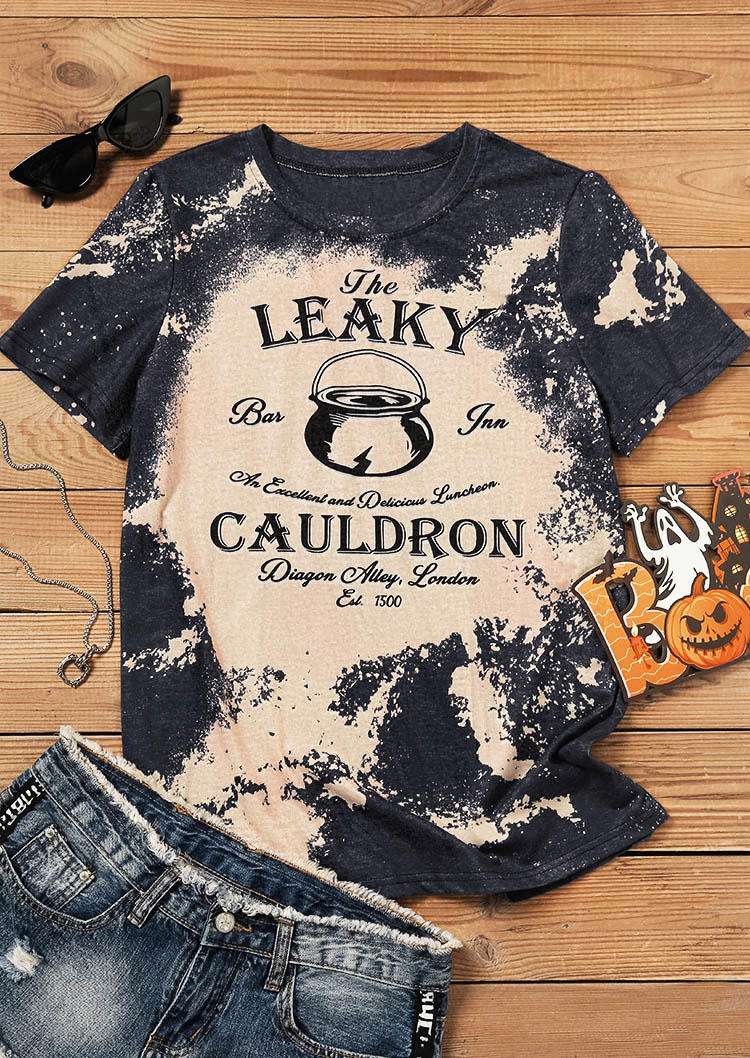 

Leaky Cauldron Bleached T-Shirt Tee - Dark Grey, Gray, SCM004822